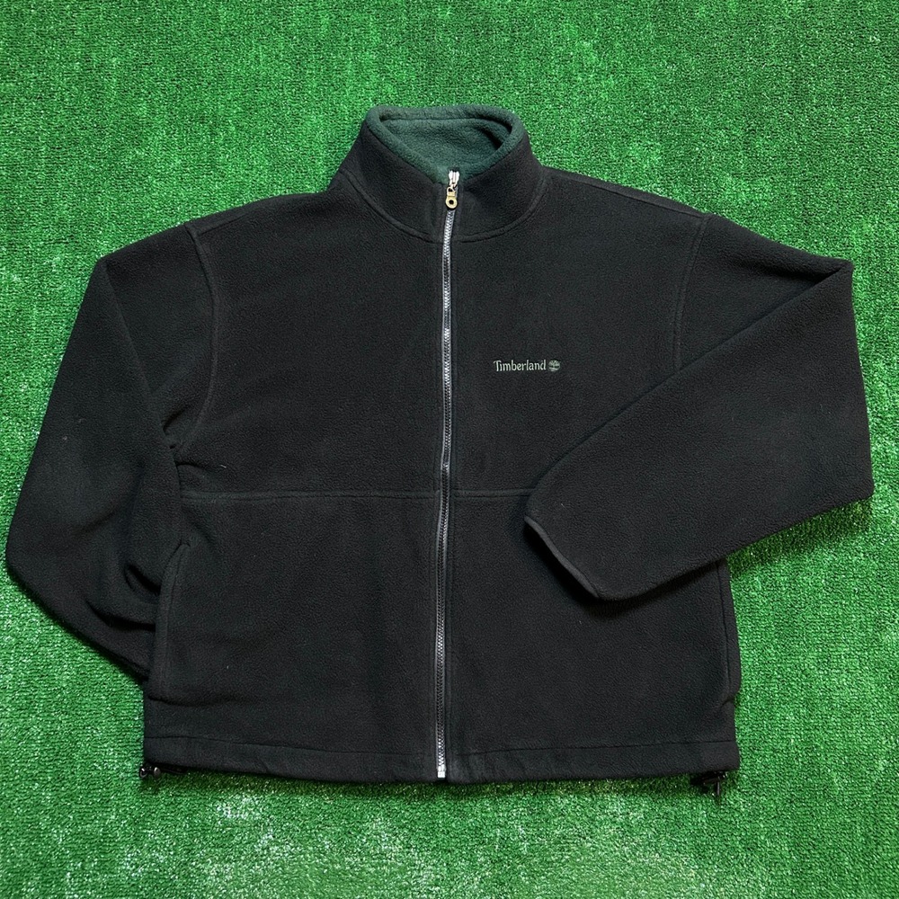Vintage 90s Timberland Weathergear Cybertech Fleece Mens M Full Zip Black Green